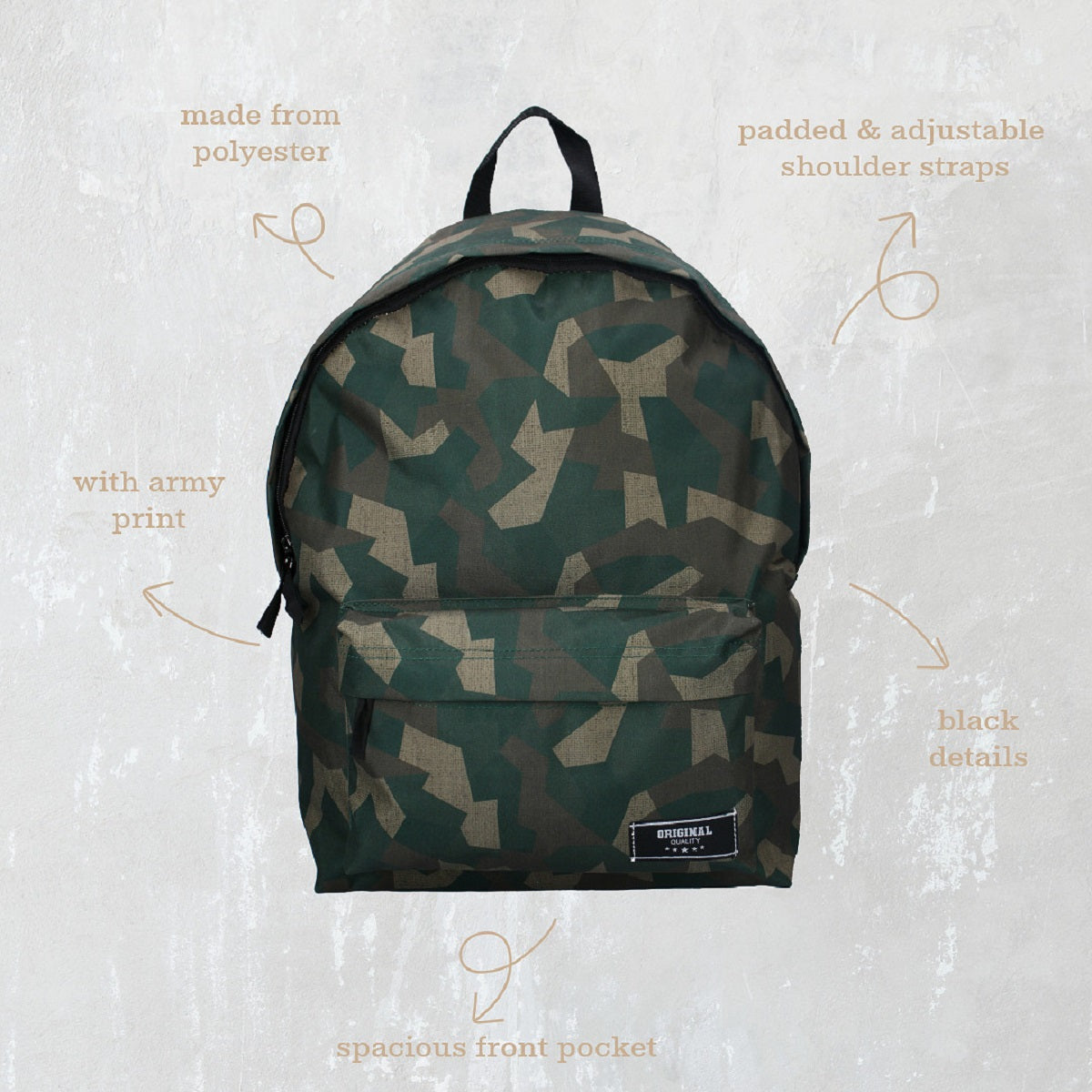 Skooter Be Great – Camouflage Robuster Jungenrucksack mit Reißverschlussfächern