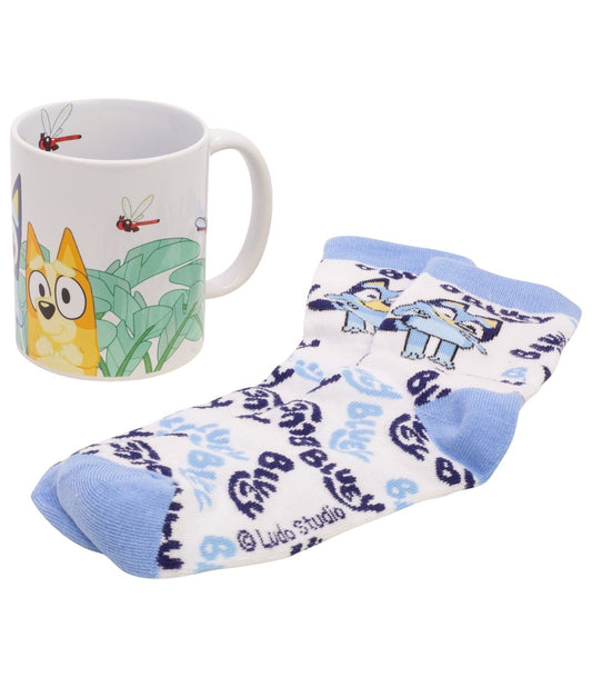 Bluey Tasse und Socken Set Keramiktasse 325 ml mit Kindersocken