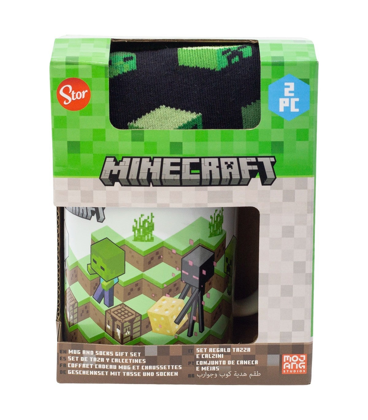 Minecraft Chibi Geschenkset mit Keramiktasse und Socken Größe 31 bis 38