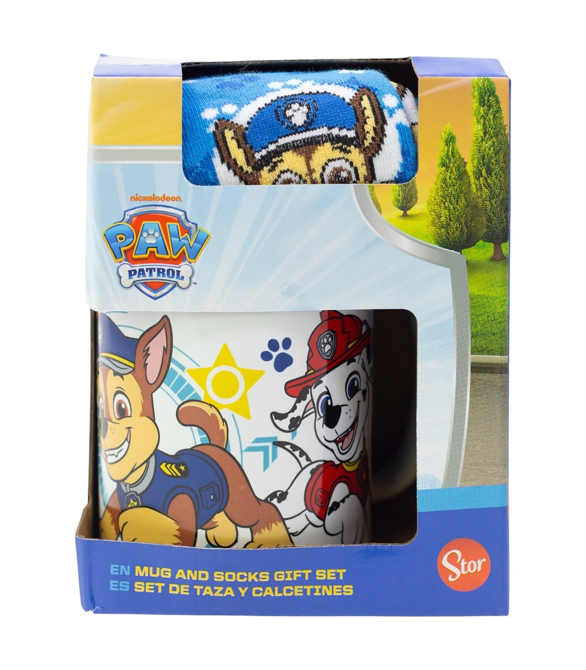 Paw Patrol Geschenkset mit Keramiktasse und Socken Größe 31 bis 38