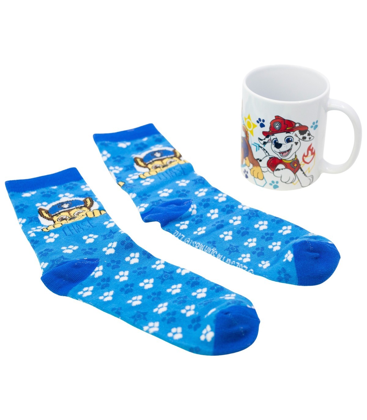 Paw Patrol Geschenkset mit Keramiktasse und Socken Größe 31 bis 38