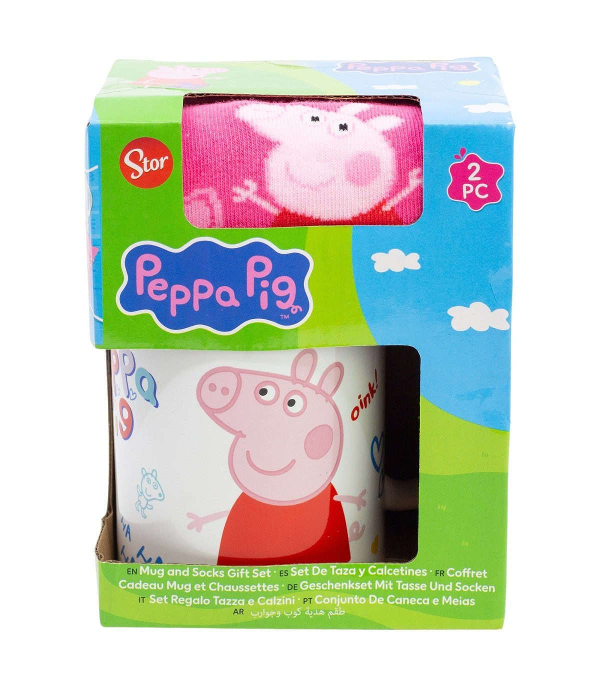 Peppa Pig Geschenkset mit Keramiktasse und Socken Größe 31 bis 38