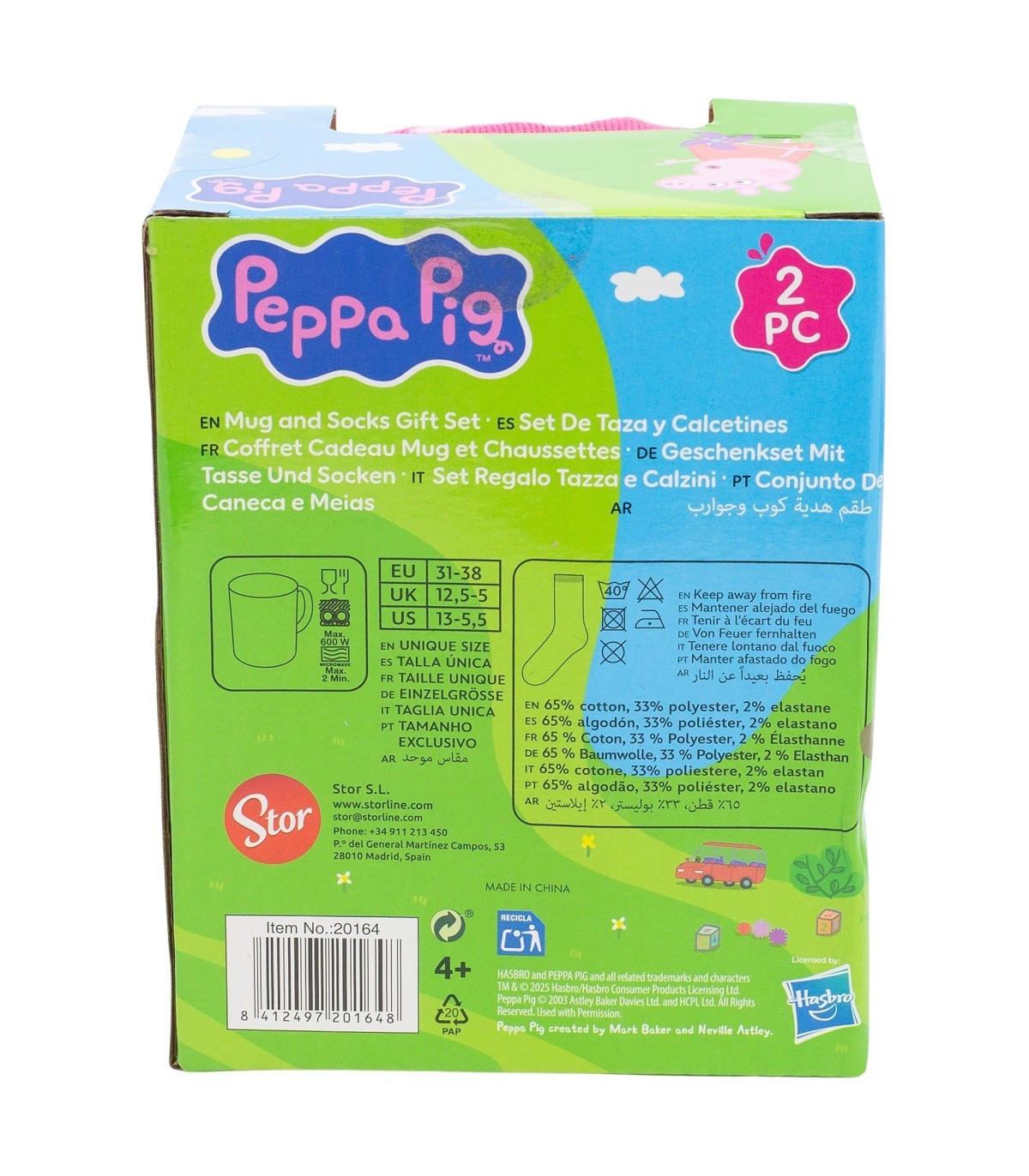 Peppa Pig Geschenkset mit Keramiktasse und Socken Größe 31 bis 38