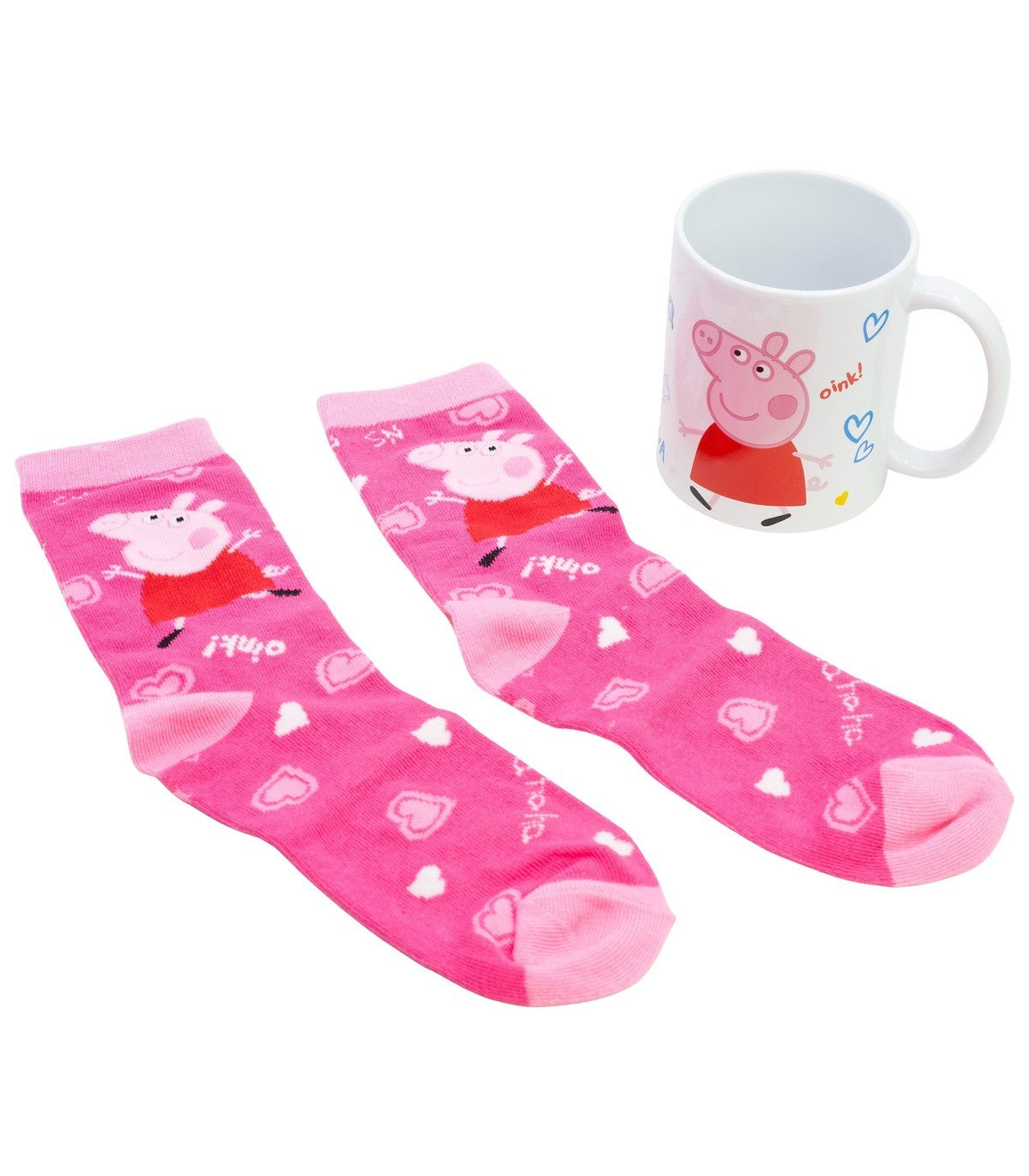 Peppa Pig Geschenkset mit Keramiktasse und Socken Größe 31 bis 38