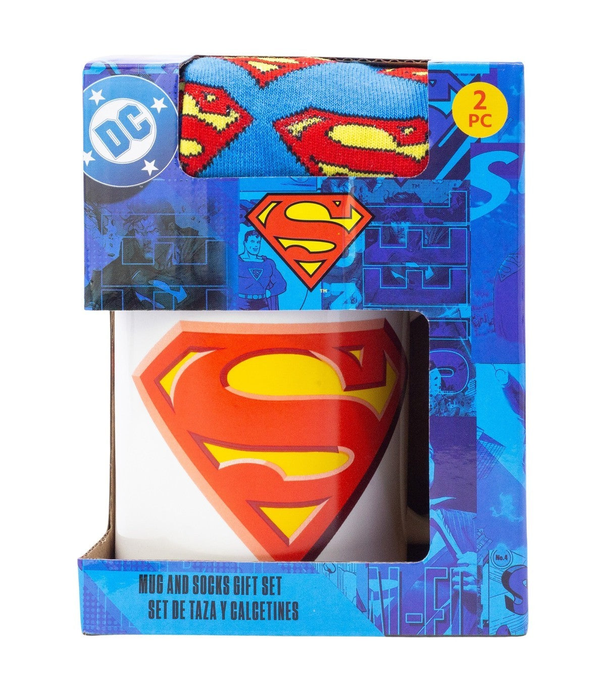 Superman Geschenkset mit Keramiktasse und Socken Größe 31 bis 38