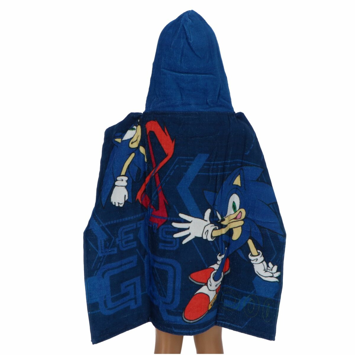 Sonic Poncho Weicher Kinder-Kapuzenponcho, 100 cm hoch, 55 cm breit