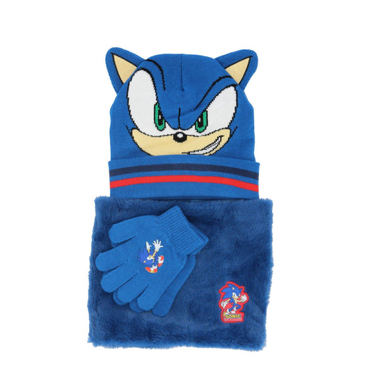 Sonic Winteraccessoires Komplettes Set aus Mütze, Schal und Handschuhen