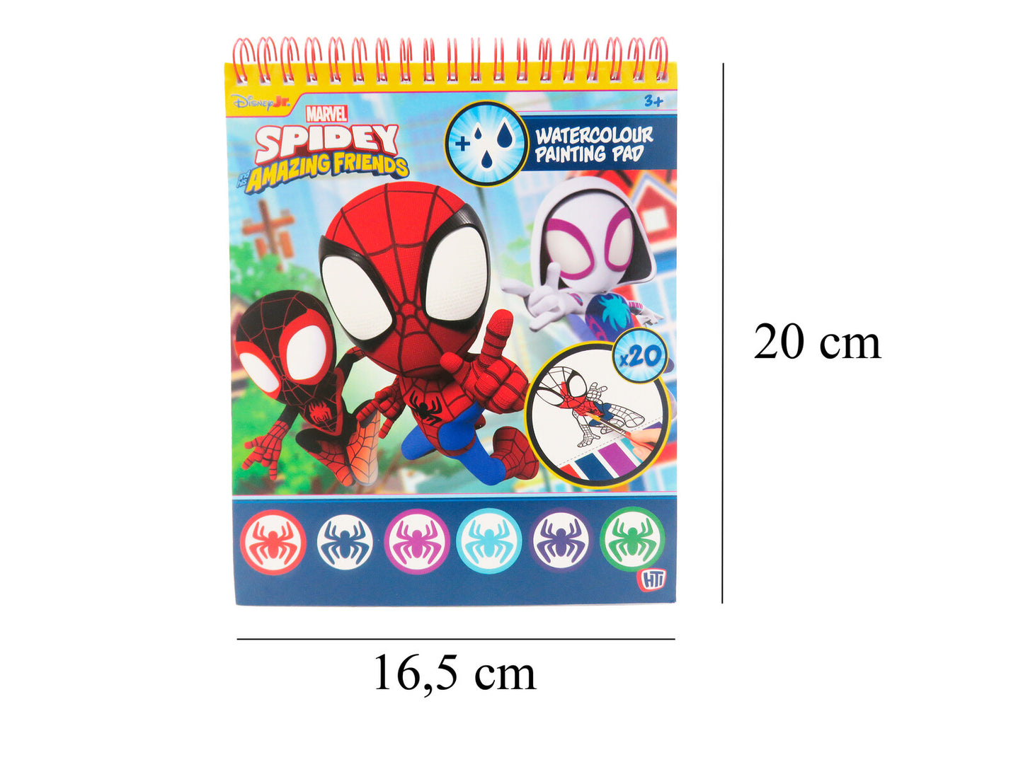 Spidey Malblock mit Wasserfarben 20 Blatt Zeichenblock mit Pinsel
