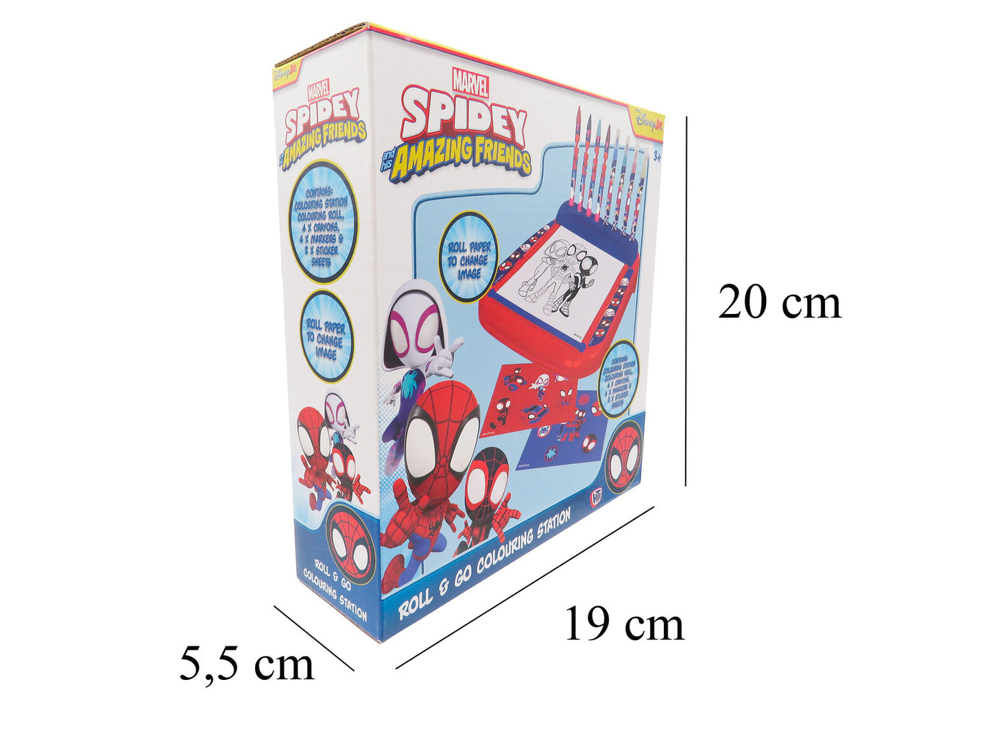 Spiderman Zeichenset Kinder Malstation mit 4 Markern 4 Buntstiften und Papierrolle