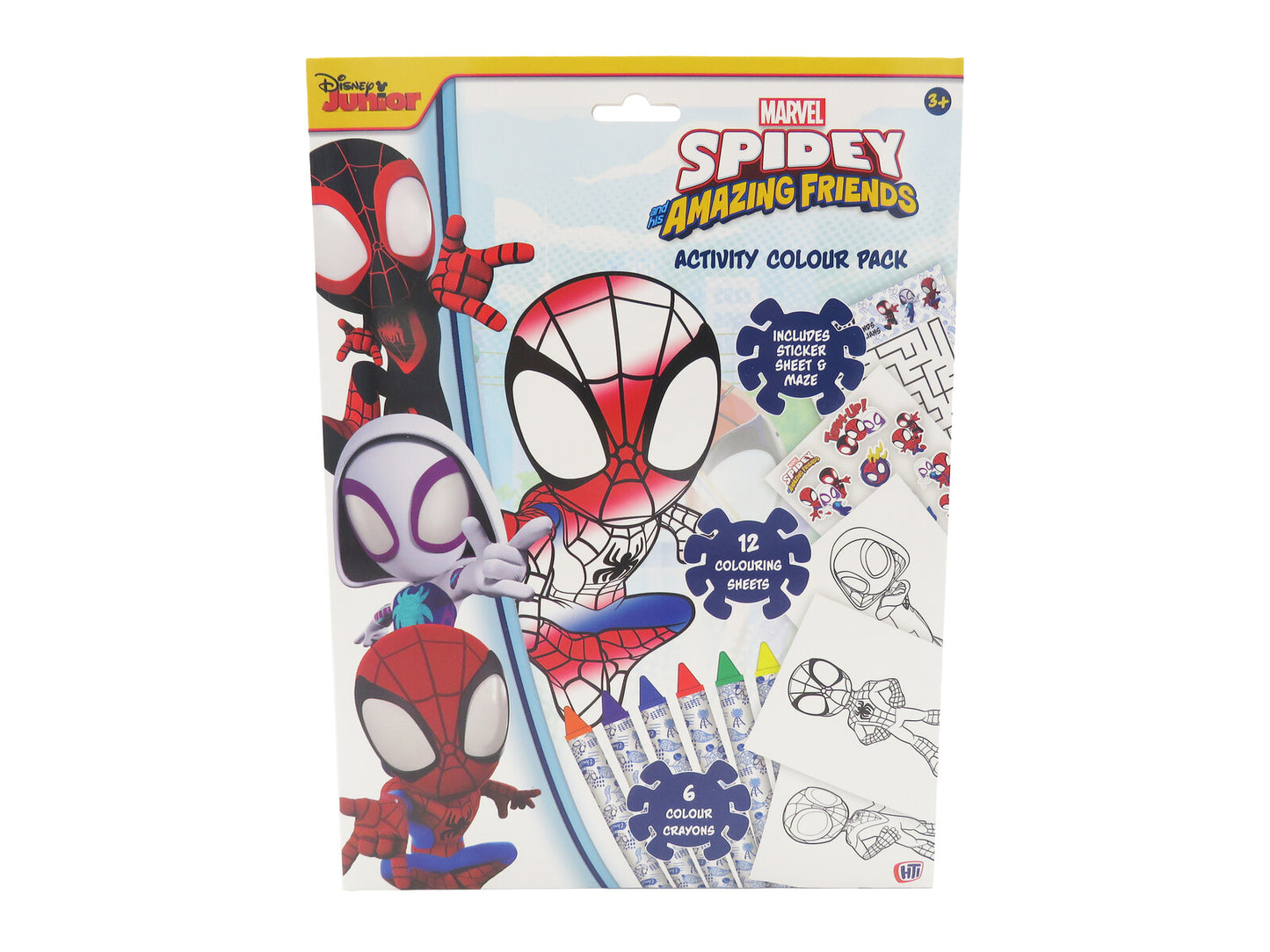Spiderman Mal Aktivitätspaket Kinder mit 12 Malblättern 6 Buntstiften und Stickern