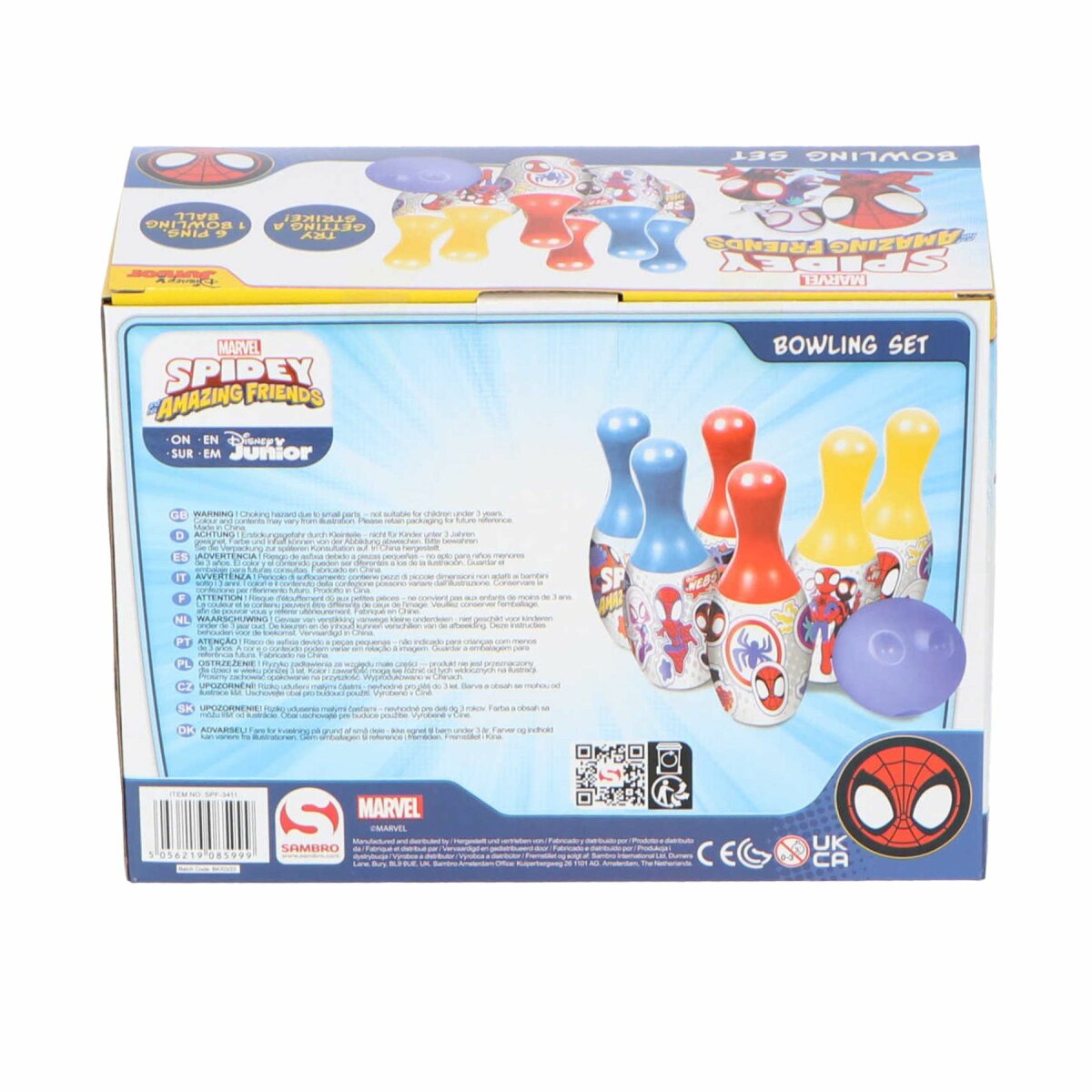 Spiderman Bowling-Set mit 6 Pins und 1 Kugel für junge Superhelden