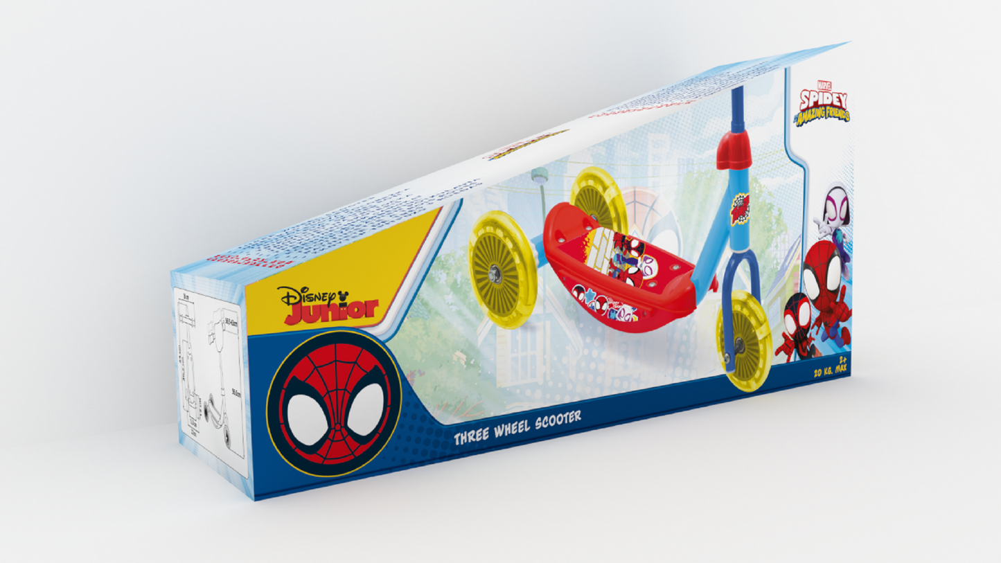 Marvel Spidey 3-Rad Baby Scooter, Verstellbar, Mit Rutschfester Plattform