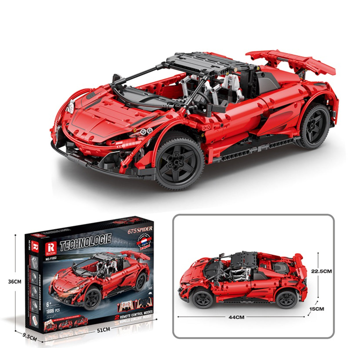 Reobrix 11002-D Sportwagen Cabrio Klemmbaustein Modell RC 1886 Teile ab 14