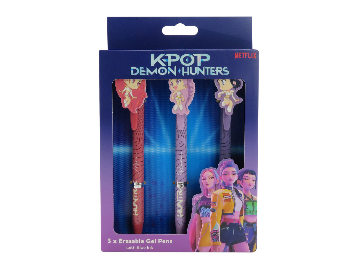 K-Pop Demon Hunters 3er Set Radierbare Kugelschreiber für Schule Büro und Alltag