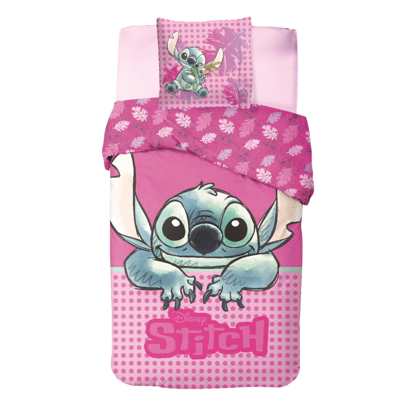 Lilo & Stich Wendebettwäsche - pinker Traum für kleine Fans, Kissen- und Deckenbezug