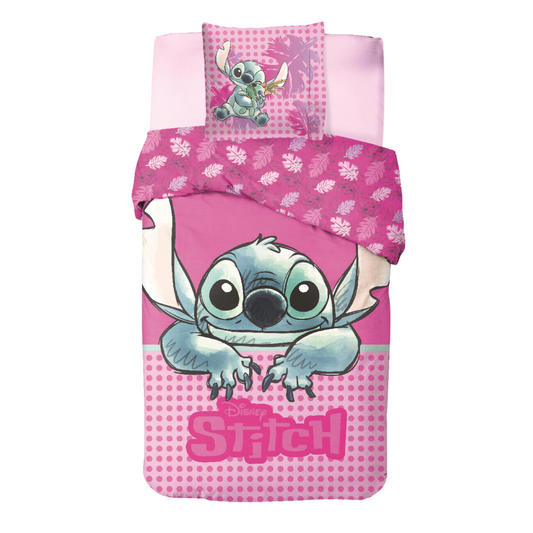 Lilo & Stich Wendebettwäsche - pinker Traum für kleine Fans, Kissen- und Deckenbezug