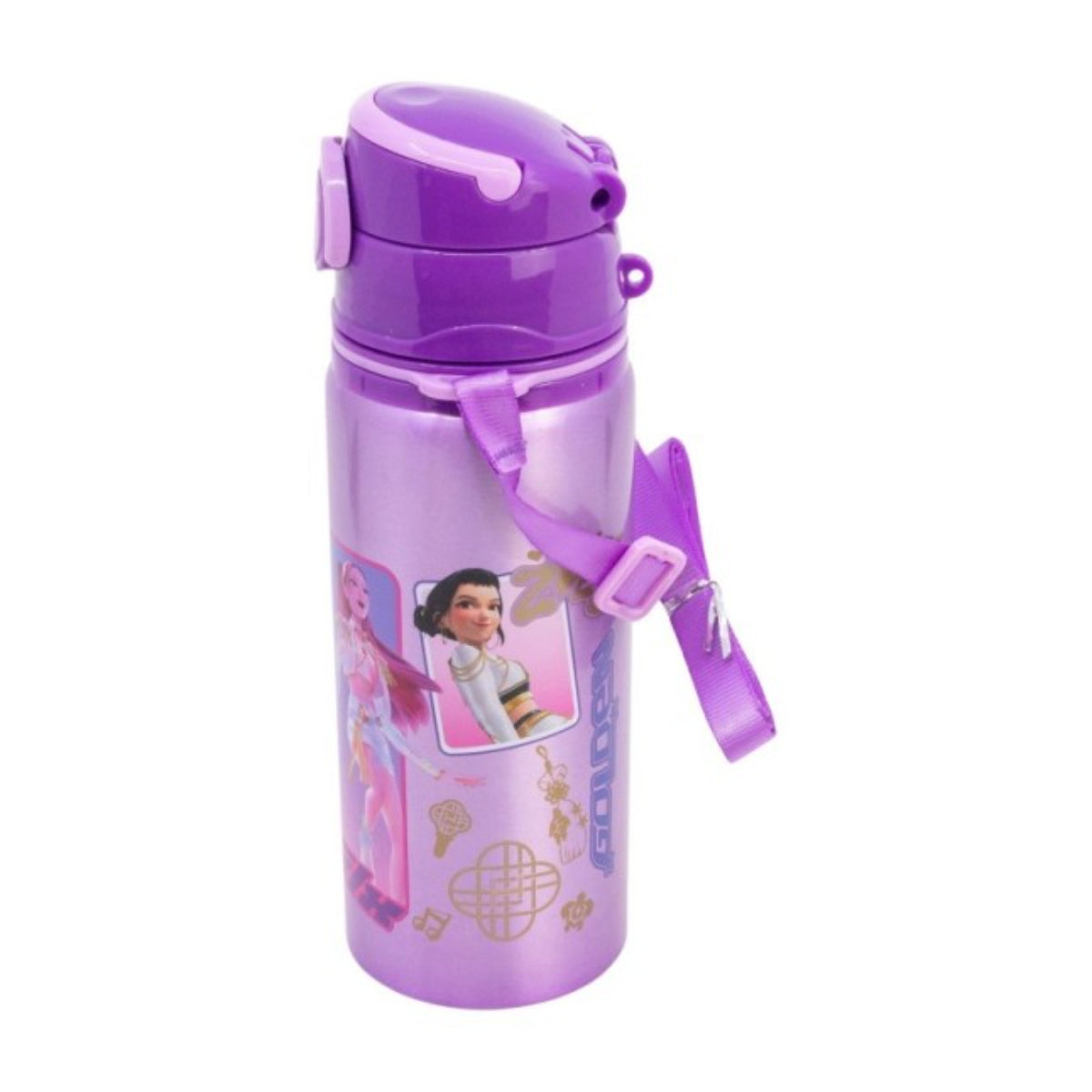 KPop Demon Hunters Pop Up Trinkflasche Aluminium Kinderflasche 730 ml mit Tragegurt