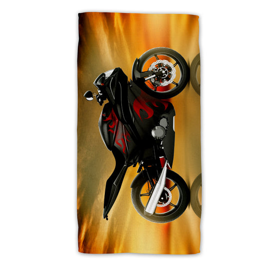 Motorbike Baumwolle Strandtuch Frottee Badetuch mit Premium Druck, 70x140 cm