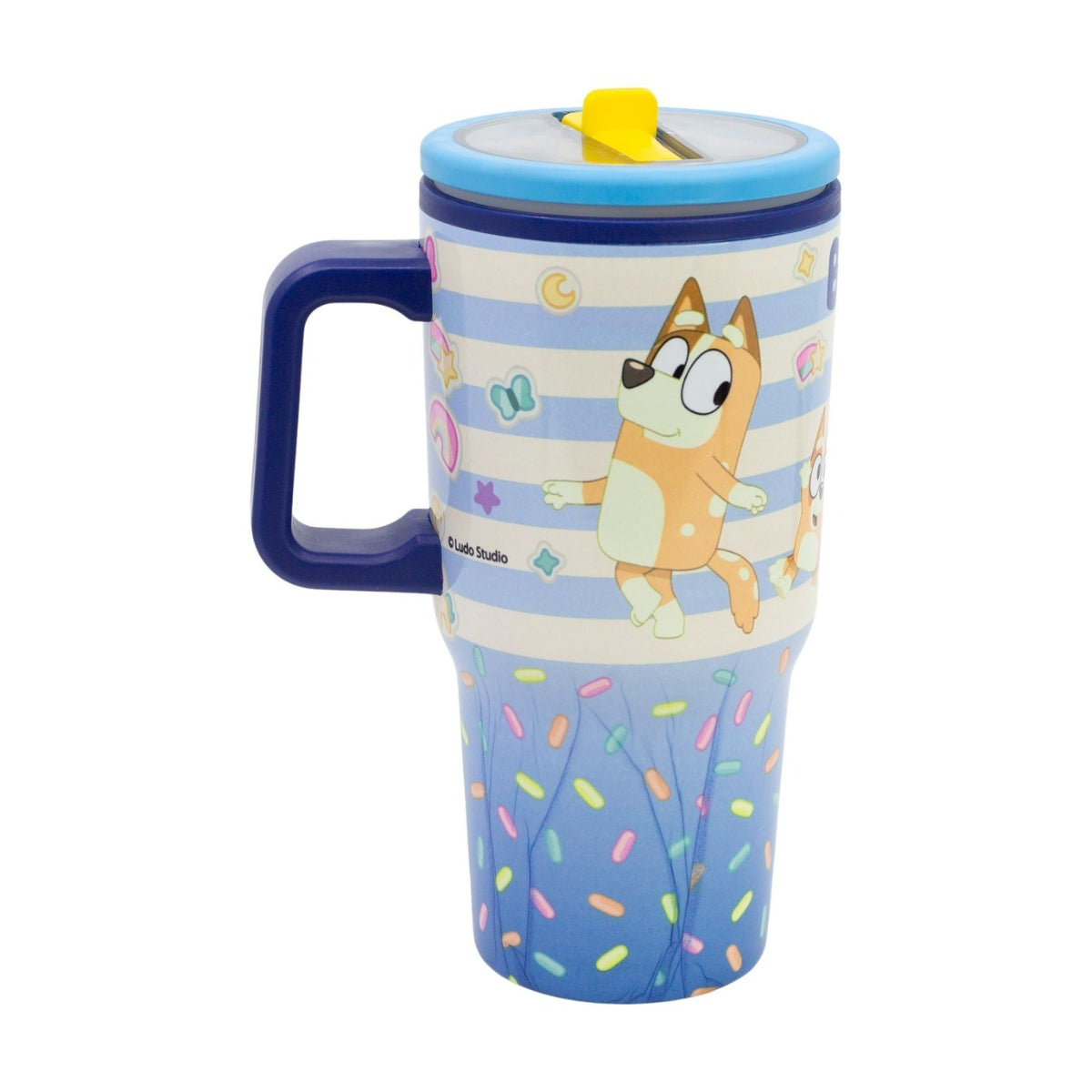 Bluey Thermobecher 640 ml Edelstahl doppelwandiger Trinkbecher mit Trinkhalm