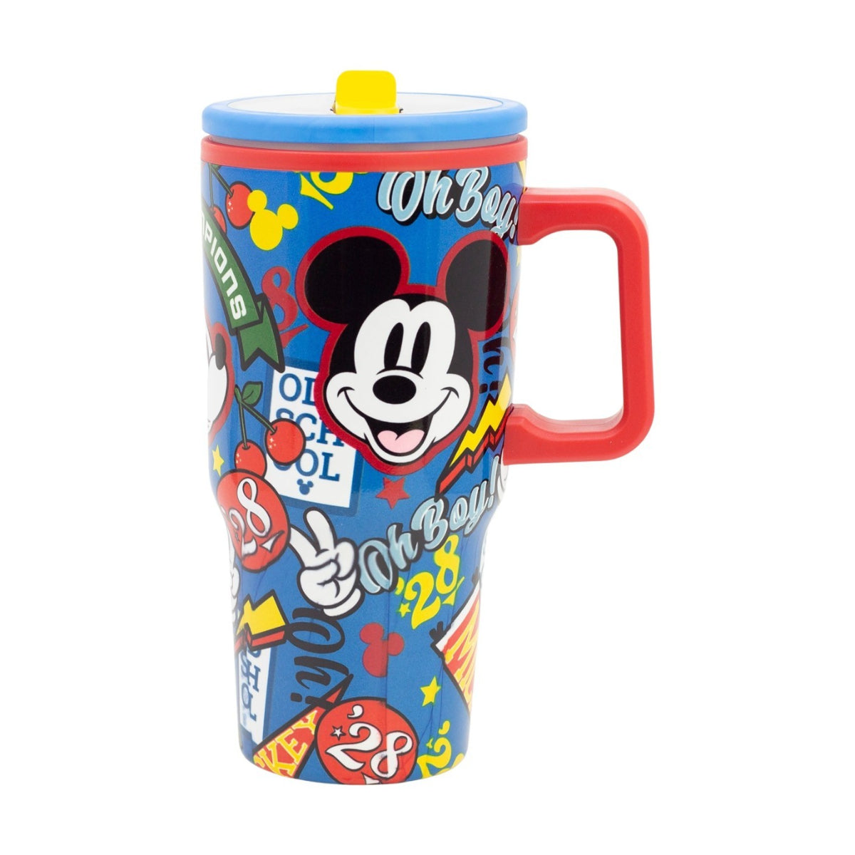 Disney Mickey Mouse Thermobecher 640 ml Edelstahl doppelwandiger Trinkbecher mit Trinkhalm