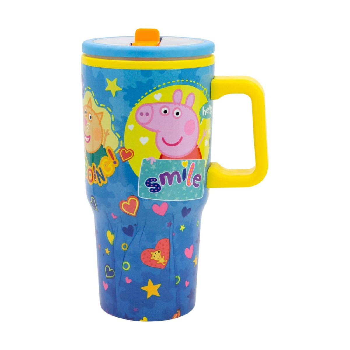 Peppa Pig Thermobecher 640 ml Edelstahl doppelwandiger Trinkbecher mit Trinkhalm