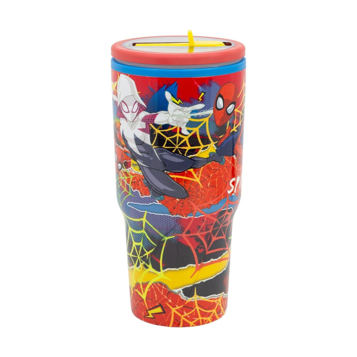 Spiderman Thermobecher 640 ml Edelstahl doppelwandiger Trinkbecher mit Trinkhalm