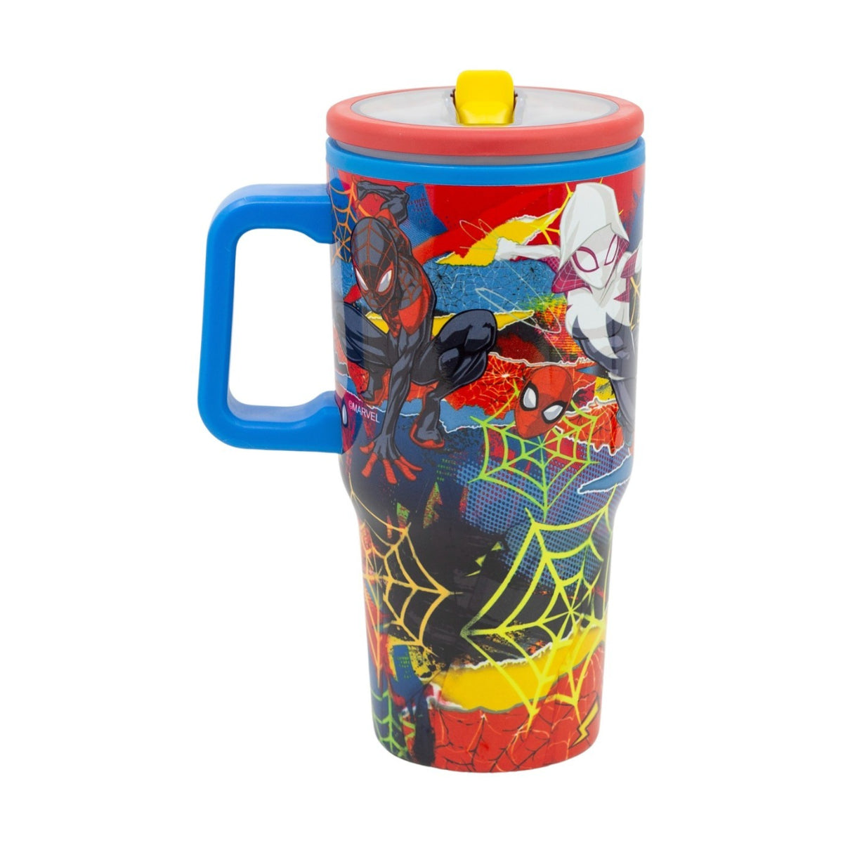 Spiderman Thermobecher 640 ml Edelstahl doppelwandiger Trinkbecher mit Trinkhalm