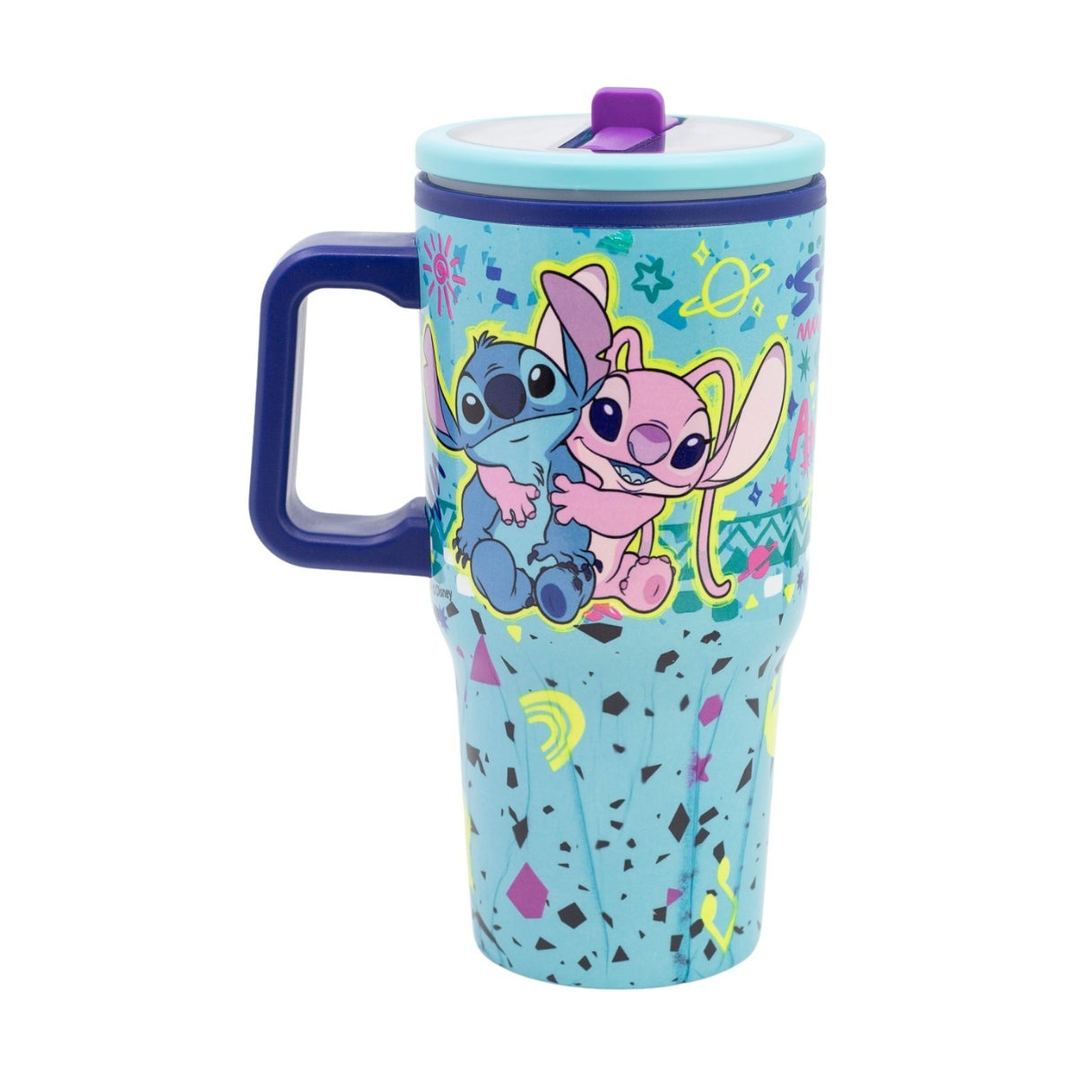 Disney Lilo & Stitch Thermobecher 640 ml Edelstahl doppelwandiger Trinkbecher mit Trinkhalm