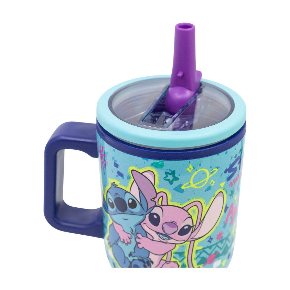 Disney Lilo & Stitch Thermobecher 640 ml Edelstahl doppelwandiger Trinkbecher mit Trinkhalm