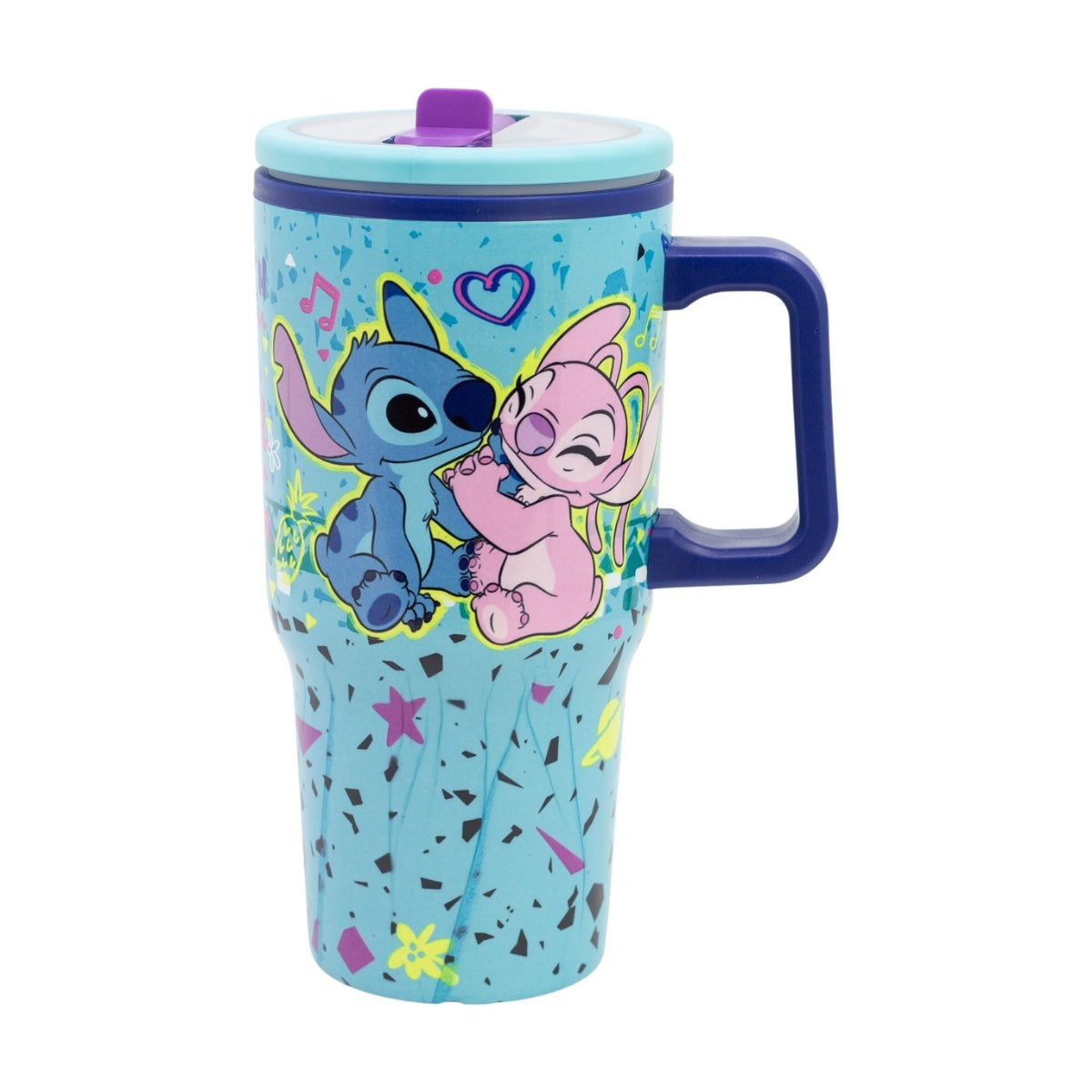 Disney Lilo & Stitch Thermobecher 640 ml Edelstahl doppelwandiger Trinkbecher mit Trinkhalm
