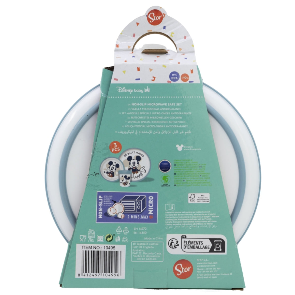 Mickey Mouse Kindergeschirr Set 3-teilig – Rutschfestes Ess-Set mit Teller, Schüssel & Becher
