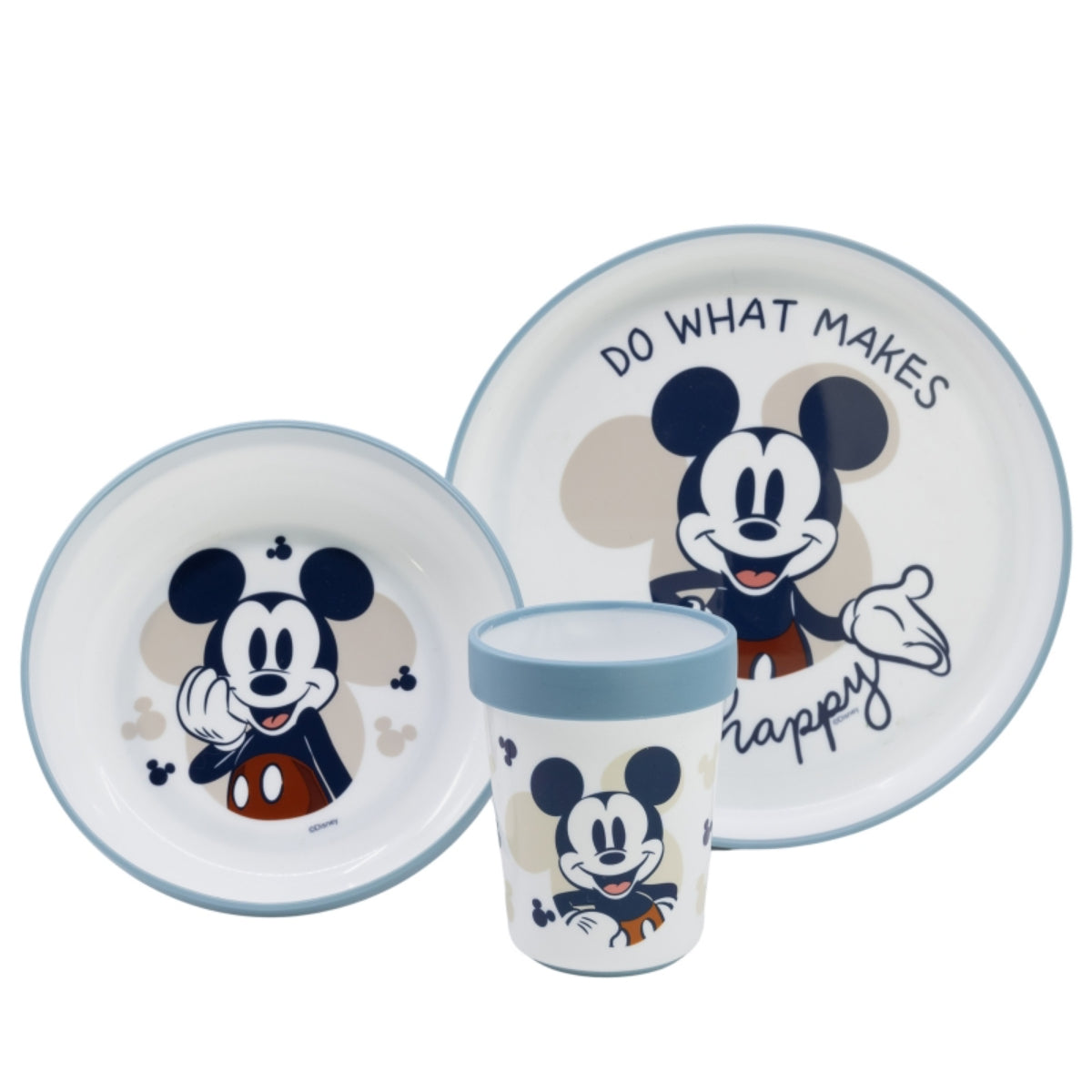 Mickey Mouse Kindergeschirr Set 3-teilig – Rutschfestes Ess-Set mit Teller, Schüssel & Becher