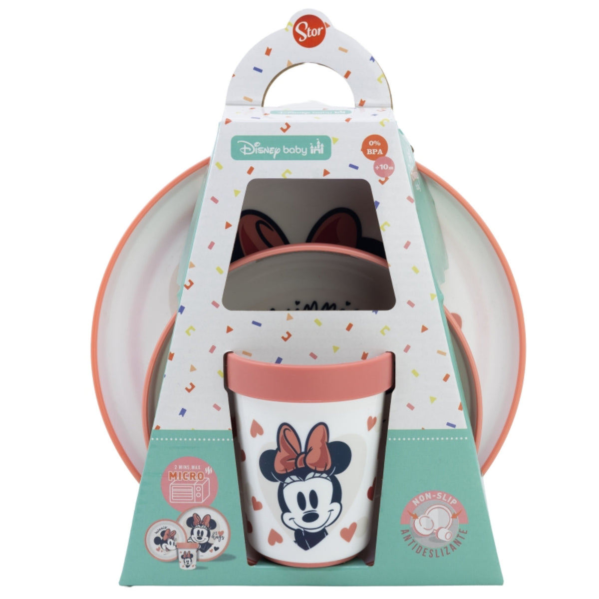 Disney Minnie Mouse Kindergeschirr Set 3-teilig – Rutschfestes Ess-Set mit Teller, Schüssel & Becher