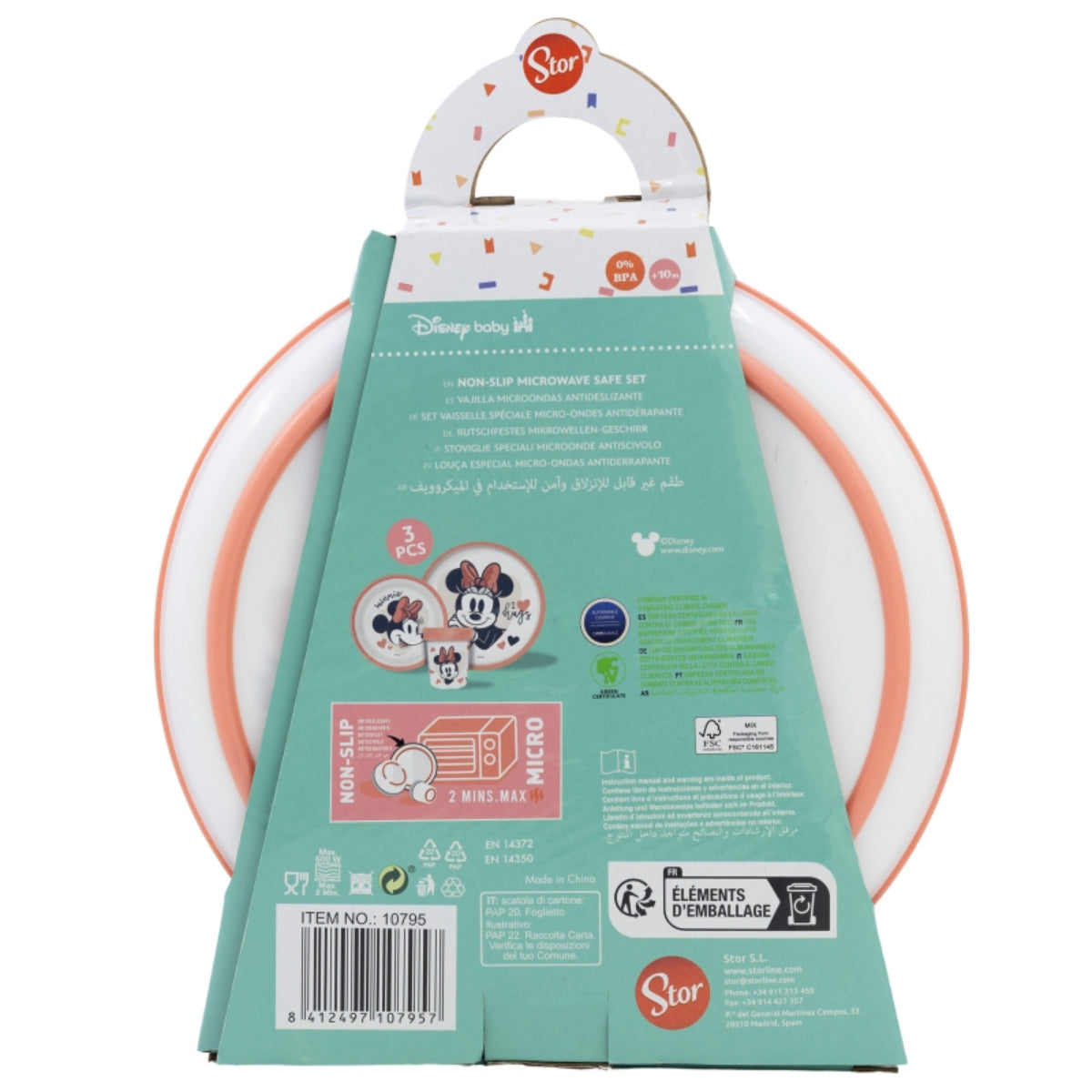 Disney Minnie Mouse Kindergeschirr Set 3-teilig – Rutschfestes Ess-Set mit Teller, Schüssel & Becher