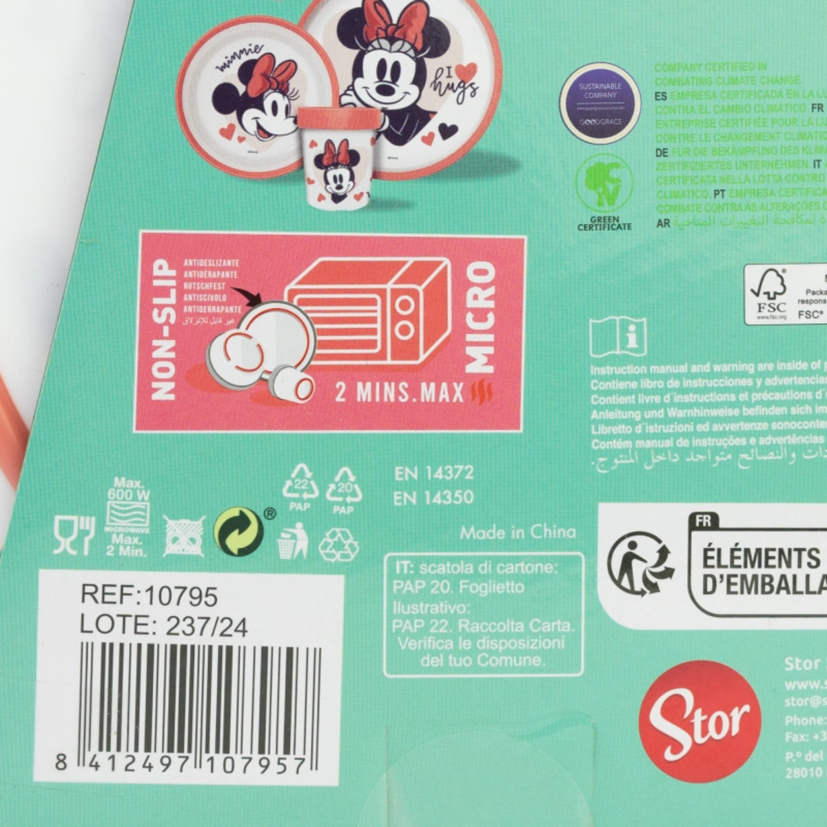 Disney Minnie Mouse Kindergeschirr Set 3-teilig – Rutschfestes Ess-Set mit Teller, Schüssel & Becher