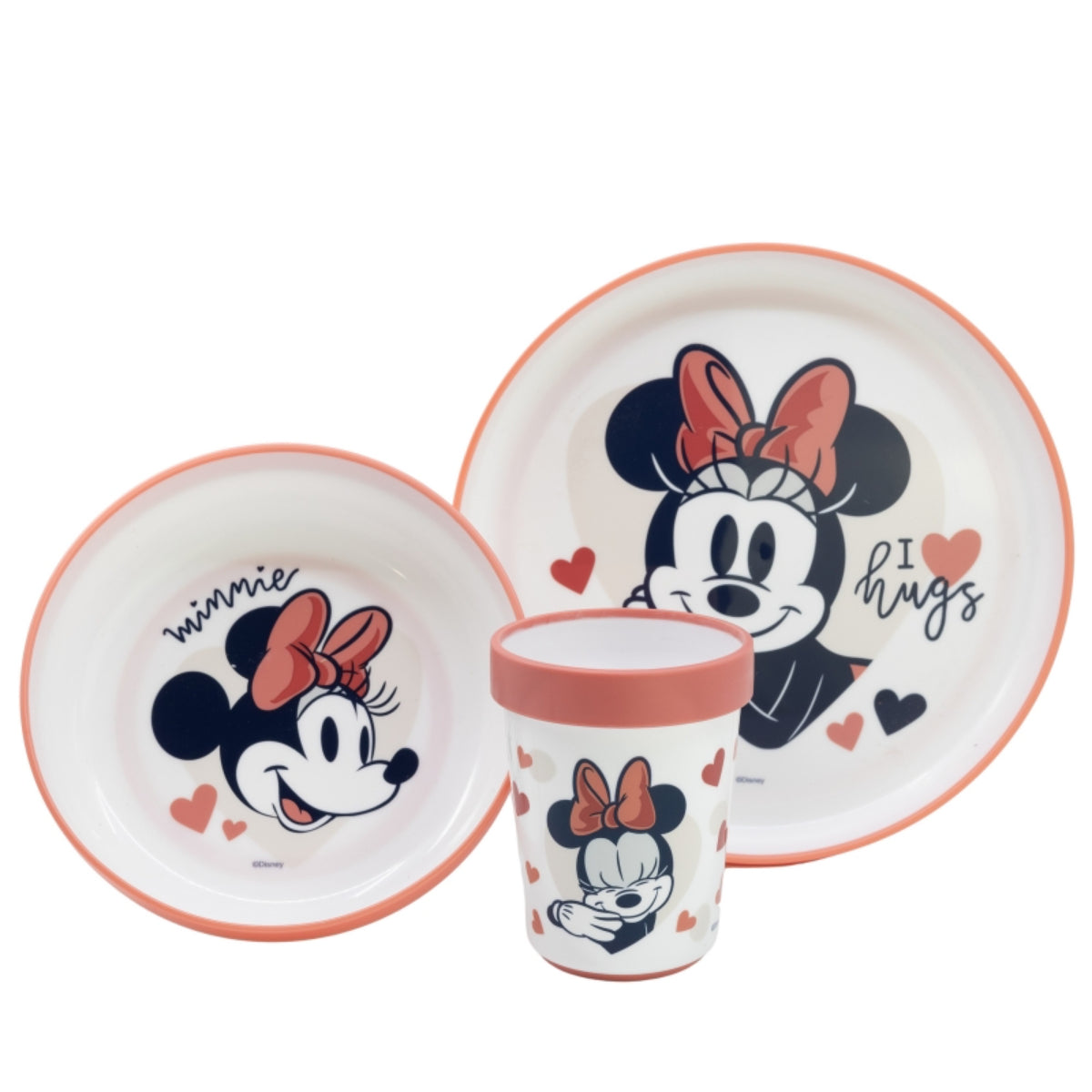 Disney Minnie Mouse Kindergeschirr Set 3-teilig – Rutschfestes Ess-Set mit Teller, Schüssel & Becher