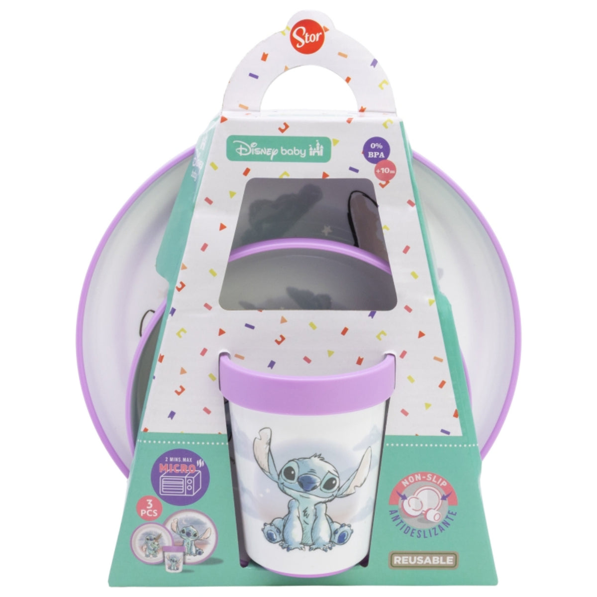 Disney Stitch Geschirrset – 3-teiliges Kinder-Set mit Anti-Rutsch-Boden