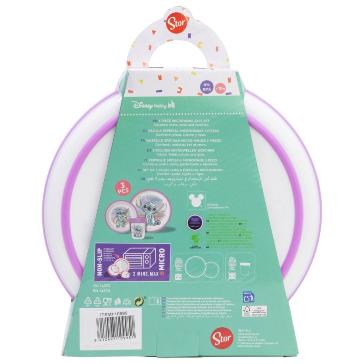 Disney Stitch Geschirrset – 3-teiliges Kinder-Set mit Anti-Rutsch-Boden