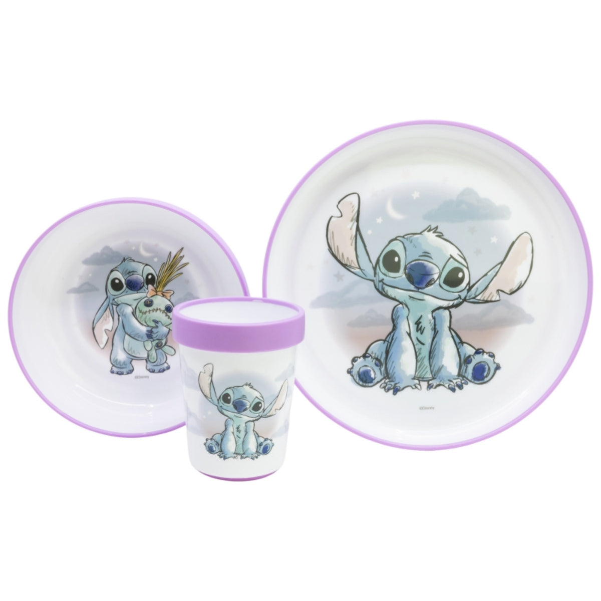 Disney Stitch Geschirrset – 3-teiliges Kinder-Set mit Anti-Rutsch-Boden