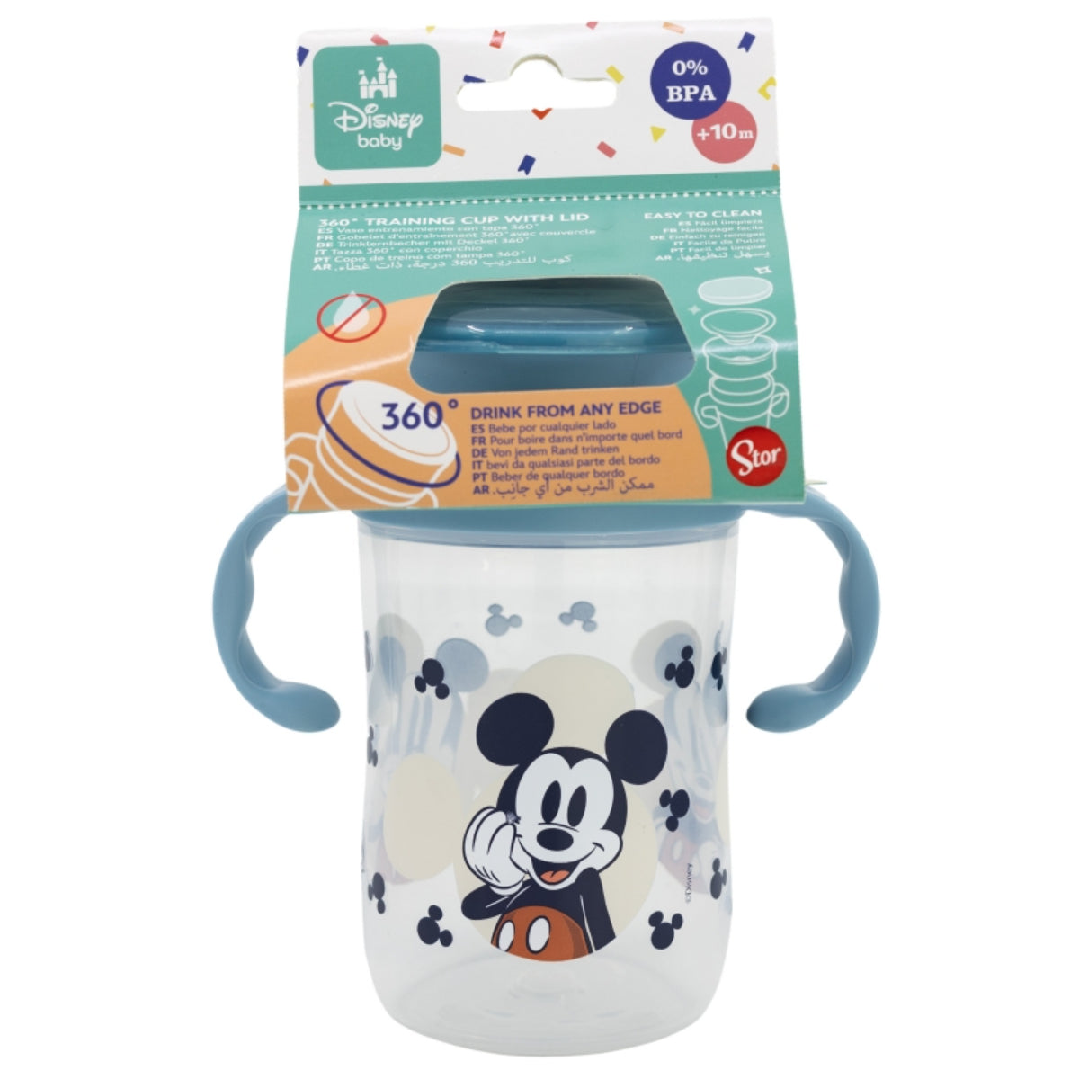 Disney Mickey Mouse Trinklernbecher 395 ml – 360° Becher mit Griffen und Deckel