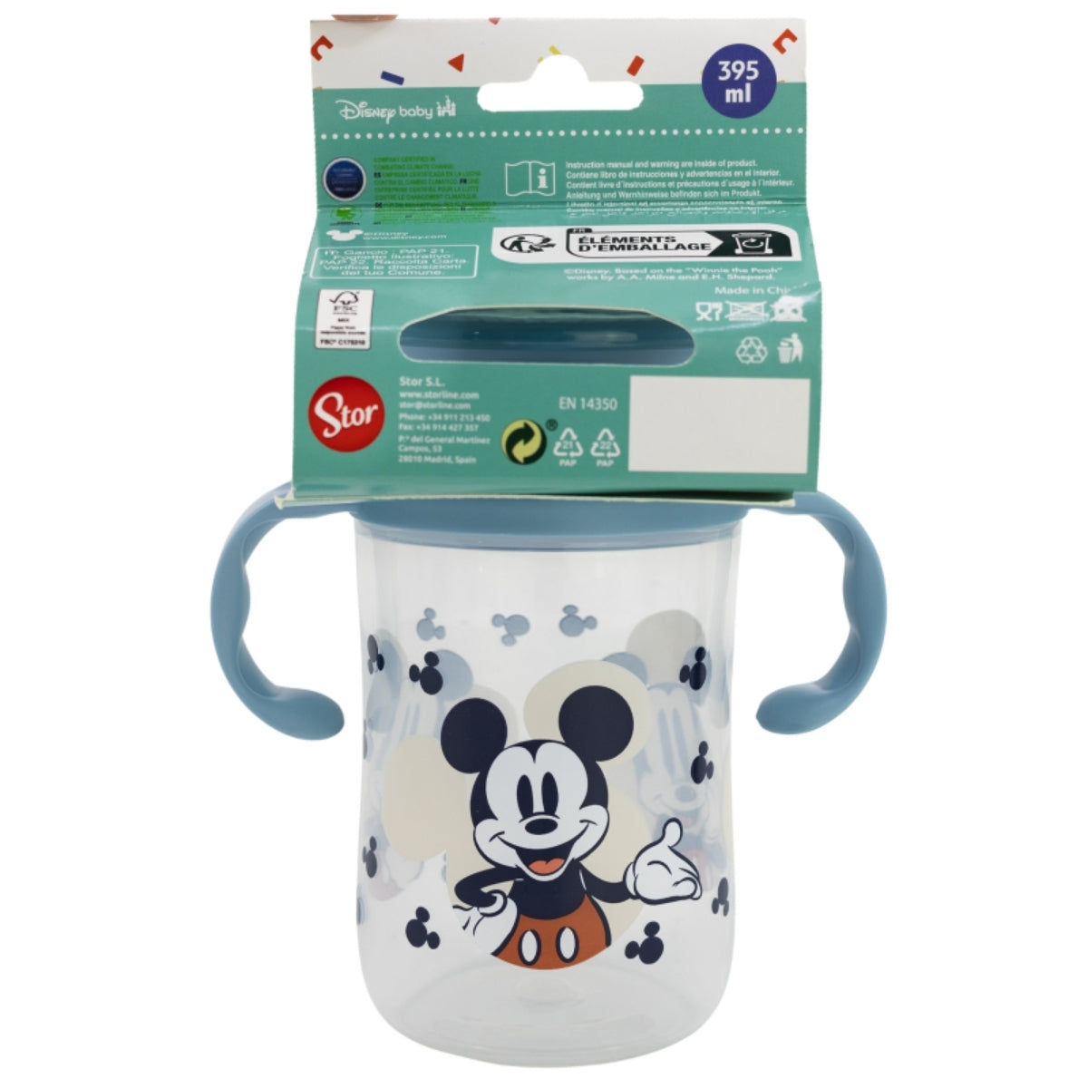 Disney Mickey Mouse Trinklernbecher 395 ml – 360° Becher mit Griffen und Deckel