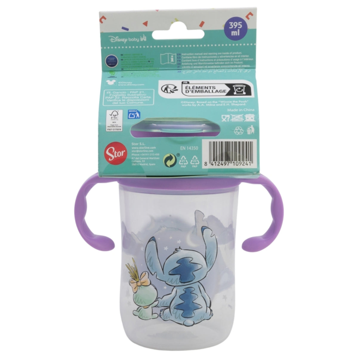Disney Stitch Trinklernbecher 395 ml – 360° Becher mit Griffen und Deckel