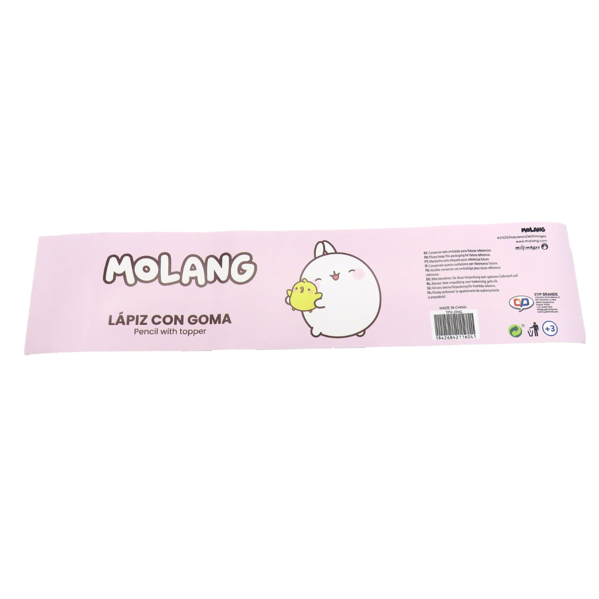 Molang Blossom 1 Stück Bleistift mit Radiergummi Schreibstift Schule 21 cm