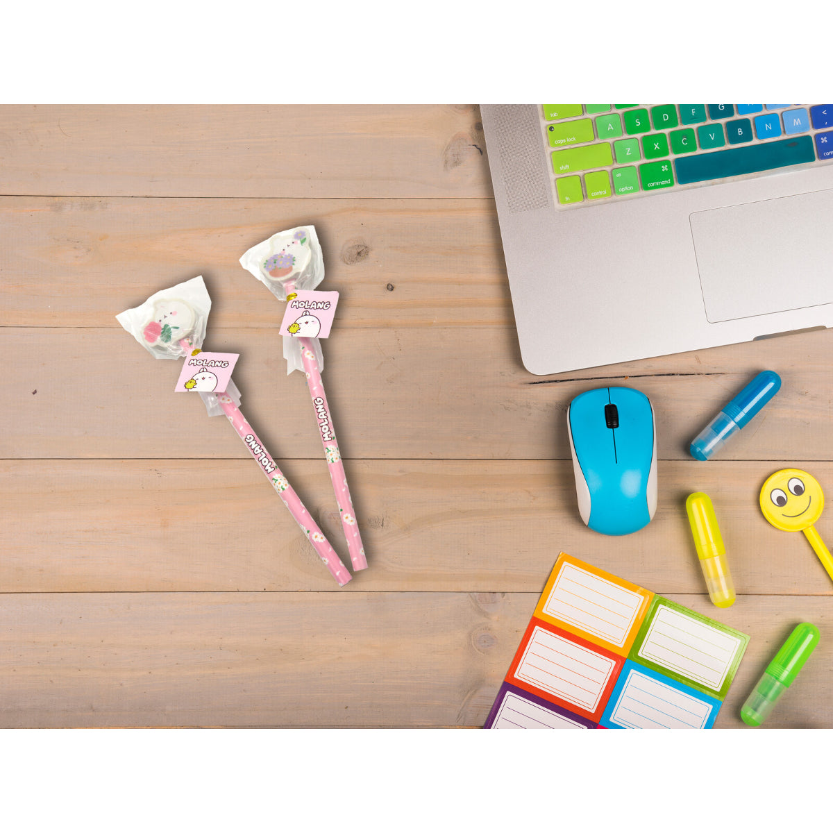 Molang Blossom 1 Stück Bleistift mit Radiergummi Schreibstift Schule 21 cm