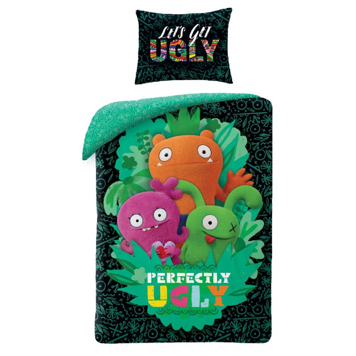 Ugly Dolls Bettwäsche Set aus Baumwolle Bettdeckenbezug 140 × 200 cm mit 70 × 90 cm Kissenbezug