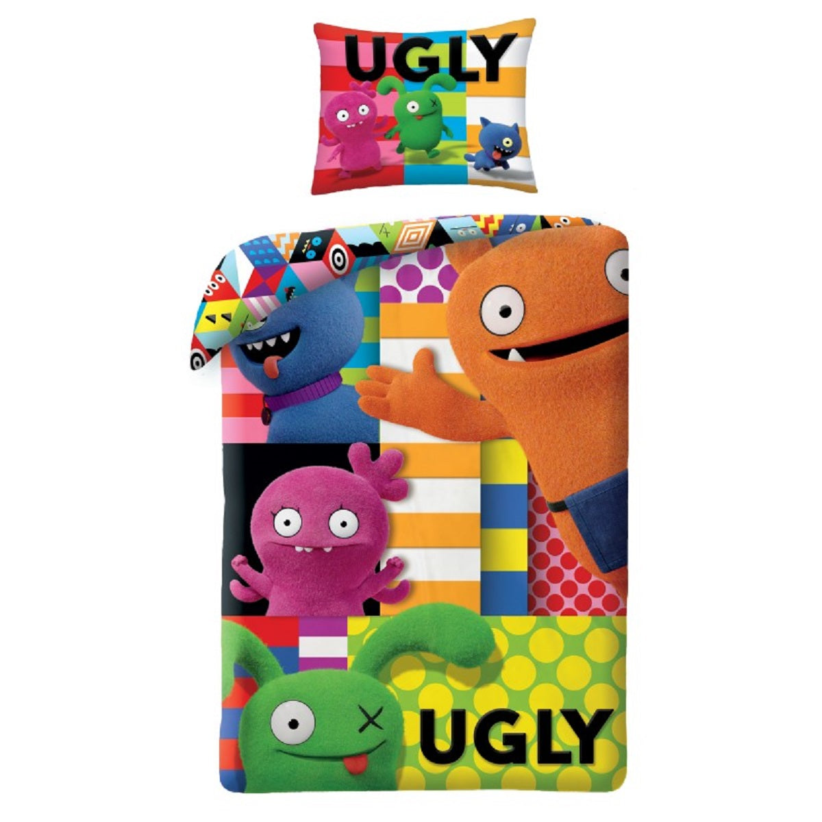 Ugly Dolls Bettwäsche Set aus Baumwolle Bettdeckenbezug 140 × 200 cm mit 70 × 90 cm Kissenbezug