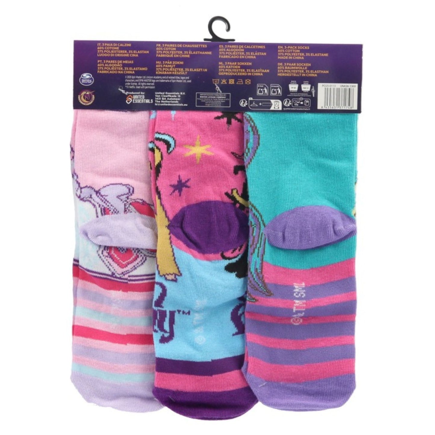 Unicorn Academy Strumpfe Kindersocken Set 3 Paar atmungsaktiv
