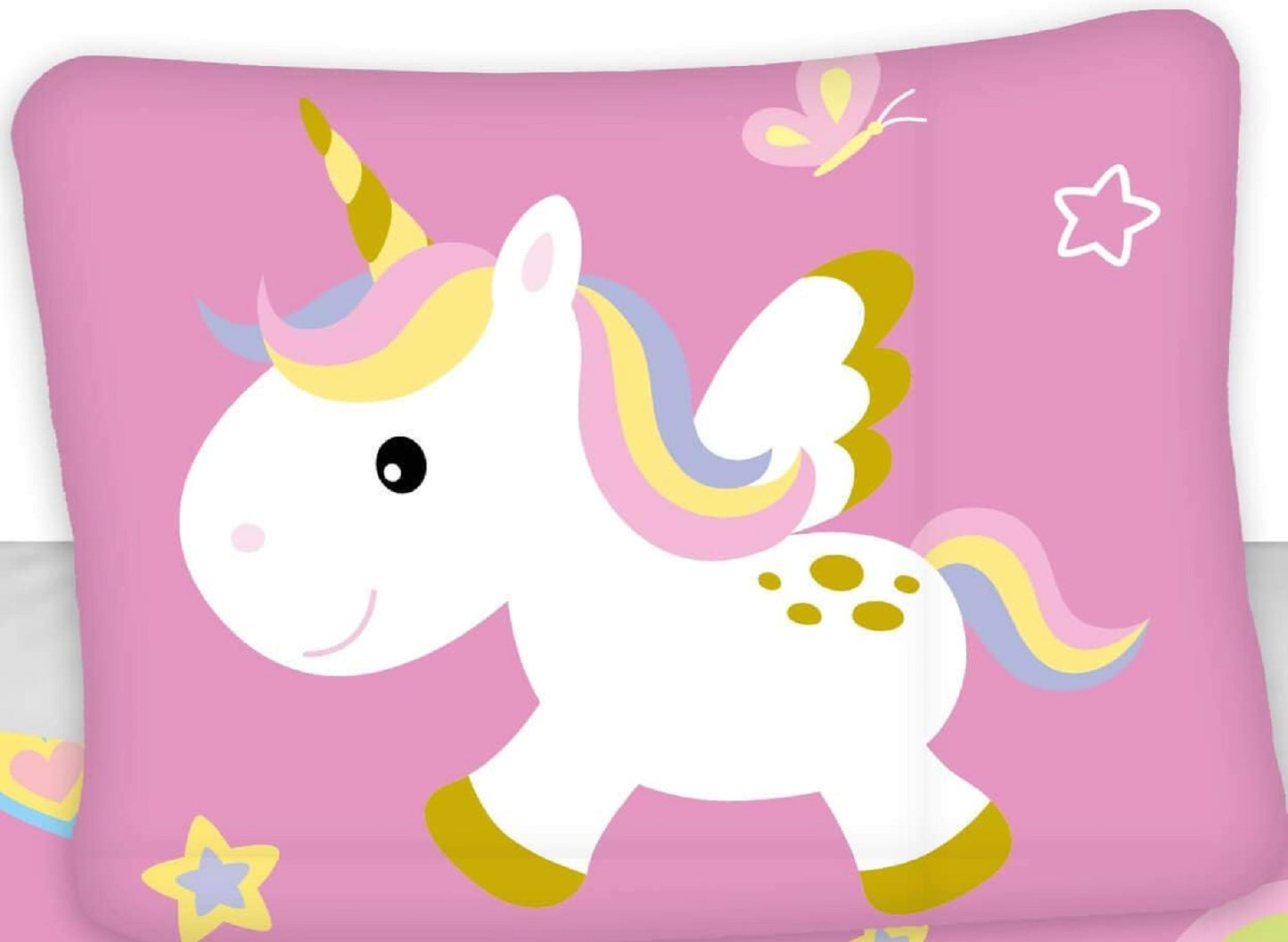Unicorn Bettwäsche Einhorn-Motiv Bettbezug 135x200 cm + Kopfkissenbezug 80x80 cm Kinder-Bettwäsche-Set