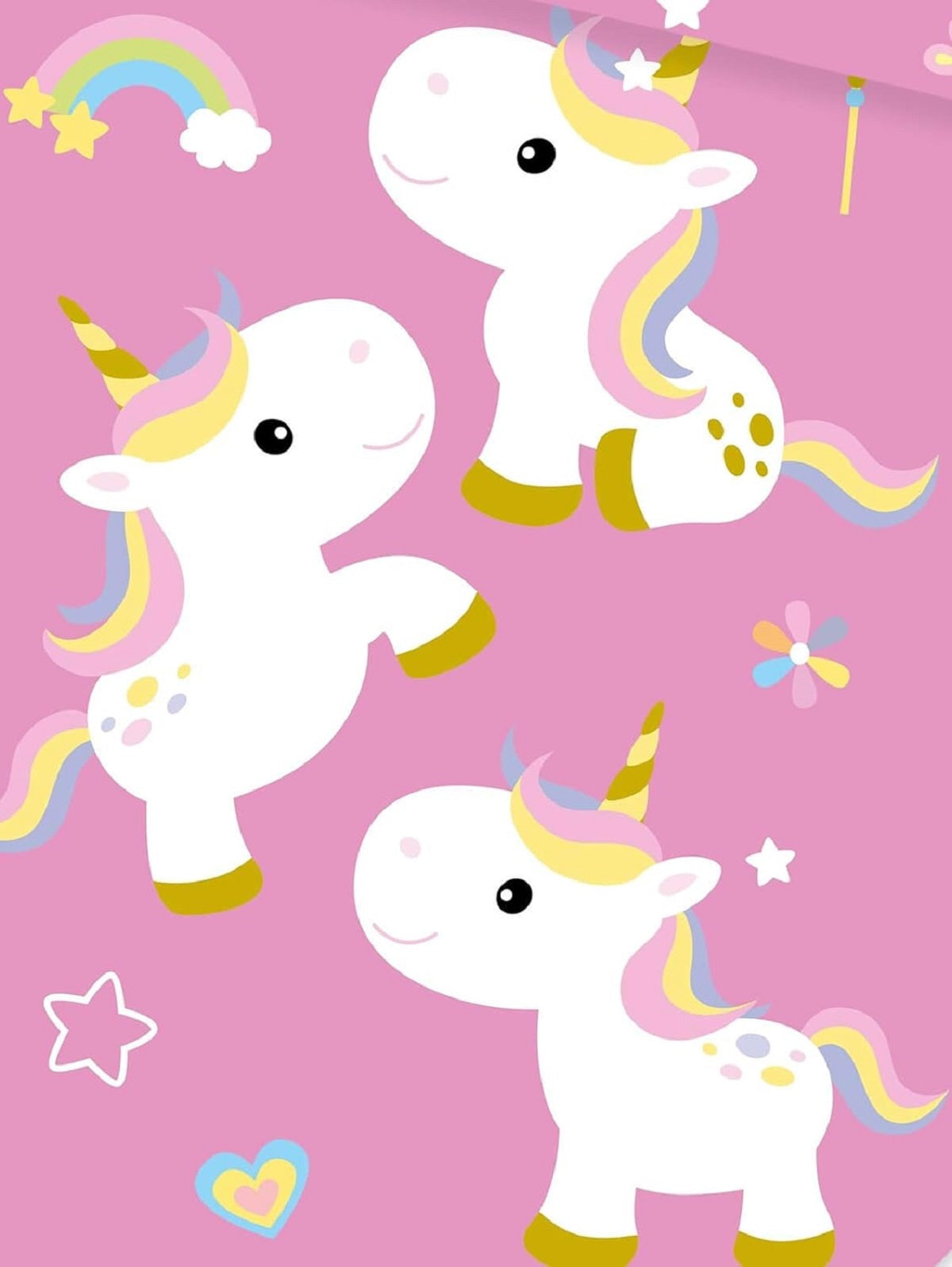 Unicorn Bettwäsche Einhorn-Motiv Bettbezug 135x200 cm + Kopfkissenbezug 80x80 cm Kinder-Bettwäsche-Set