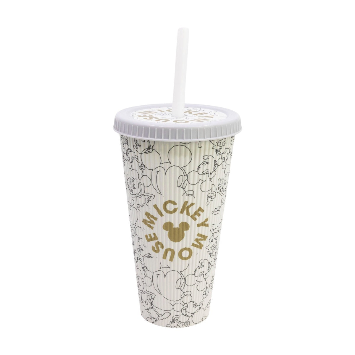 Disney Mickey Mouse Golden Treasure Trinkbecher 790 ml mit strukturierter Oberfläche und Deckel für unterwegs
